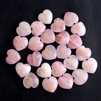 25pcs Naravnih Rose Quartz Srce Rune Mini Crystal Vedeževanje Quartz Fortune-pove, Meditacijo, Reiki Healing Darilo Dekor