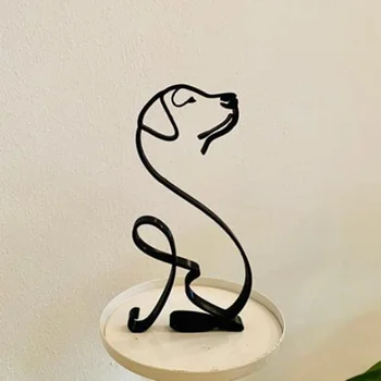 Pes Minimalistične Umetnosti, Kiparstvo Povzetek line Wall Art Kovinski Živali Sodobne Ustvarjalne Okraski za Dom, Dnevna Soba Dekoracijo Sten