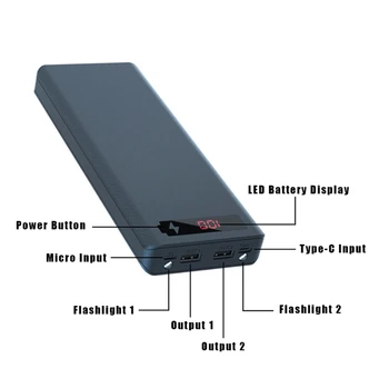 Snemljivi Dual USB LCD-Zaslon DIY 10x18650 Baterije Primeru Power Shell Banke Prenosni Zunanje Polje brez Baterije Powerbank 96BA