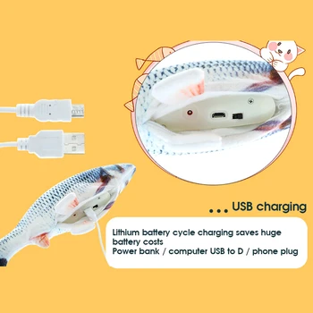 3D Simulacija 30 CM Ribe Igrače USB Polnjenje Električnih za Mačje Hišne Interaktivni Darila Ribe Catnip Igrače Plišaste Blazino Lutka Ribe Igrača