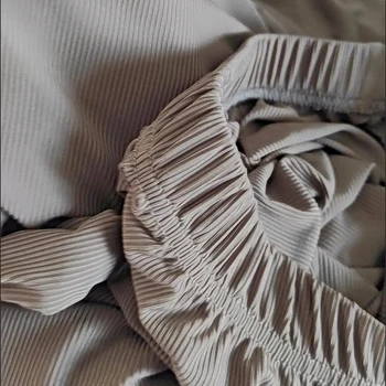Poletje ženske Lce svile pletenje 2 kos, pa določa casual velikost V-neck kratek rokav širok noge hlače obleko visoko pasu osnovne Trenirko