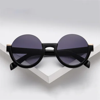 Moda Semi-Rimless Krog Žensk Gradient Retro sončna Očala Clear Leče Očal Okvir Odtenki UV400