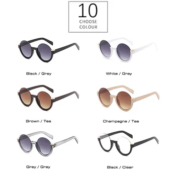 Moda Semi-Rimless Krog Žensk Gradient Retro sončna Očala Clear Leče Očal Okvir Odtenki UV400