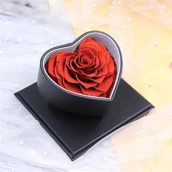 Luksuzni Obrti Dolgo Trajajo Eno Srce Oblikovan Večno Konzervirane Pravi Rose v Akril Polje za materinski Dan Darilo