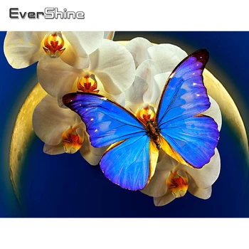 Evershine Diamond Slikarstvo Metulj 5D DIY Diamond Vezenje Mozaik Cvetje Sliko Nosorogovo Ročno Kompleti za Dekoracijo Doma
