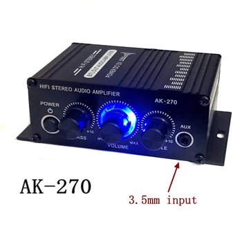 AK-270 12V Mini HI-fi Avdio Ojacevalnikom Digital Stereo Amplificador 400W Moč Ojačevalnika Domov 2-KANALNI Audio Digitalni USB Avto MIC Amp MP3