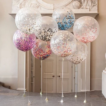 10pcs 16-inch Konfeti Rose Zlata balon krog bleščica pregleden žogo zraka latex balon festival rojstni Dom dekoracija