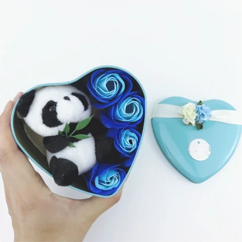 Lep Panda Plišastih Igrač Z Milo Cvetje Srce Oblika Darilo Polje Nagačene Živali Ustvarjalne Valentine ' s Rojstni dan Diplomi Dekleta