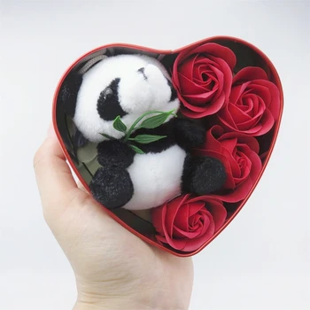Lep Panda Plišastih Igrač Z Milo Cvetje Srce Oblika Darilo Polje Nagačene Živali Ustvarjalne Valentine ' s Rojstni dan Diplomi Dekleta