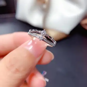 ZABAVA elegantna prasketanje moissanite gemstone obroč za ženske, nakit zaročni prstan za poroko 925 srebro obroč darilo za rojstni dan ljubezni