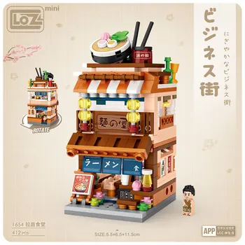 LOŠKI Mini majhnih delcev, gradnikov montaža igrače puzzle mini Japonski shop street view kimono prodajalna dekle odraslih
