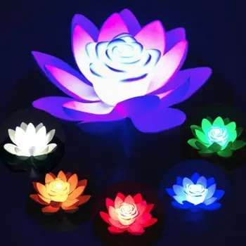 Umetni Float Cvet Svetlobe LED Pisane Lotus Nepremočljiva Ponaredek Ribnik Lotus Listi Šmarnice Vode Lantern Festival Dekoracijo Svetlobe