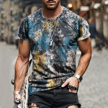 Evropski in Ameriški ulici vroče T-shirt za moške 3D pero tiskanja obleka ohlapno in hitro sušenje T-shirt poletje 2021
