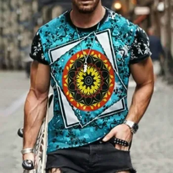 Evropski in Ameriški ulici vroče T-shirt za moške 3D pero tiskanja obleka ohlapno in hitro sušenje T-shirt poletje 2021
