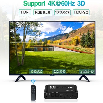 4K 60Hz HDMI Matrix 2x2 Stikalo za Ločevanje Podpora HDCP 1.4 HDR HDMI Stikalo 2 V 2 Out HDMI Matrix Stikalo