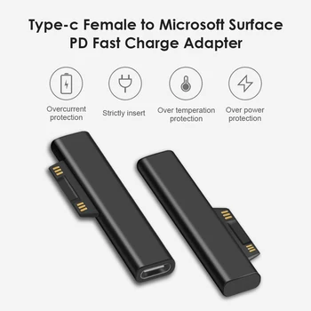 Tip C Ženski PD Hitro Polni Vtič Pretvornik za Surface Pro 3 4 5 6 Šel Priključek za USB C Ženski Adapter za Površinsko Knjiga