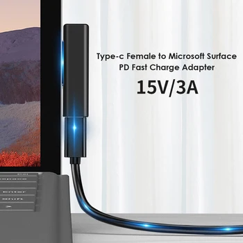Tip C Ženski PD Hitro Polni Vtič Pretvornik za Surface Pro 3 4 5 6 Šel Priključek za USB C Ženski Adapter za Površinsko Knjiga