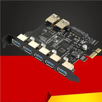 H1111Z SuperSpeed USB 3.0 7 Port PCI-E Express card z 15pin SATA Napajalni Priključek, PCIE Adapter NEC720201 in GL3510 čipov