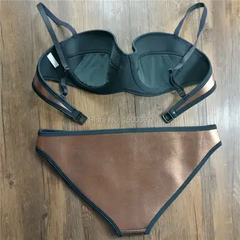 2019 Retro Rjave Barve, Push Up Neoprenske Bikini Komplet Biquini Visoke Kakovosti Neoprenske Trikotnik Kopalke blagovne Znamke Kopalke XS-XL