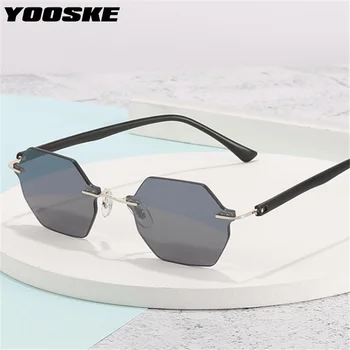 YOOSKE 2021 Rimless sončna Očala za Moške Vintage sončna Očala brez okvirjev za Ženske Modni Obrezovanje Očala Prostem Očala UV400