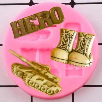 Vojska Čevlji Tank Silikonsko Plesni Junak Cupcake Pokrivalo Fondat Torta Dekoraterstvo Orodja Sladkarije Polimerne Gline Čokolada Gumpaste Kalupi