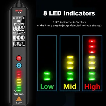 Električna Napetost Tester 3-Line Velik LCD Volt Detektor Ne dobite Dvojno Razpon AC Napetosti Senzorja Pero Preverite S Svetilko