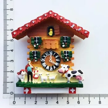 Nemčija, Avstrija, Švica hladilnik magnet 3D stereo potovanja spominek darilo smolo hiša ura magnetne nalepke srčkan doma dekor