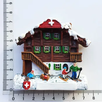 Nemčija, Avstrija, Švica hladilnik magnet 3D stereo potovanja spominek darilo smolo hiša ura magnetne nalepke srčkan doma dekor