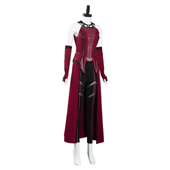 Wandavision Cosplay Scarlet Čarovnice Kostum, Obleke Boj Enotno Obleko Za Noč Čarovnic Pustni Kostum