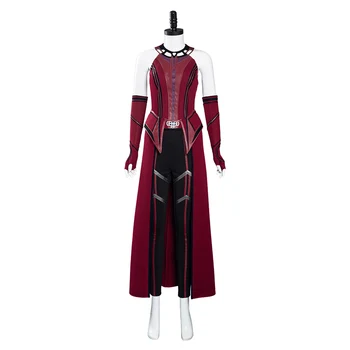 Wandavision Cosplay Scarlet Čarovnice Kostum, Obleke Boj Enotno Obleko Za Noč Čarovnic Pustni Kostum