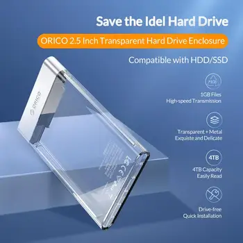 ORICO Pregleden HDD Primeru, SATA, USB 3.0 6Gbps 4TB Trdi Disk Primeru Dodaj Kovinski Podporo UASP HDD Ohišje Združljiv s HDD SSD