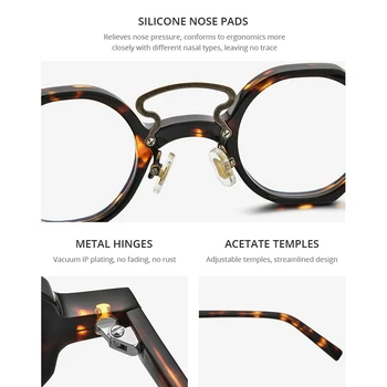HEPIDEM Acetat Optičnih Očal Moških 2021 Novi Retro Vintage Okrogle Očala Okvir Kratkovidnost Recept Očala Očala 9153