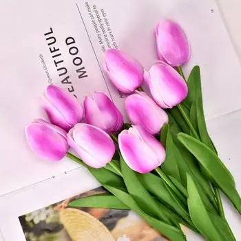 Umetno Cvetje, Sam Glavo, 34 cm, Šampanjec Tulipani, Doma Dekoracijo, Piknik Vaza Okraski, Cvetje za Zahvalni DIY