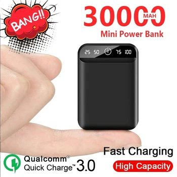 30000mAh Mini Prenosni Moč Banke z Dvojno Vrata USB Zunanji Sili Zunanje Baterije Banka za Xiaomi Samsung Iphone