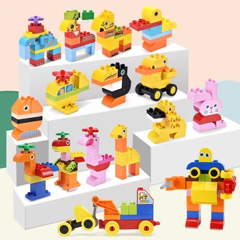 Velika Velikost DIY Gradnje Opeke Skupščine Cartoon Živali, Gradnjo Blokov, Izobraževalne Igrače Za Otrok Otroka Otroci Darilo