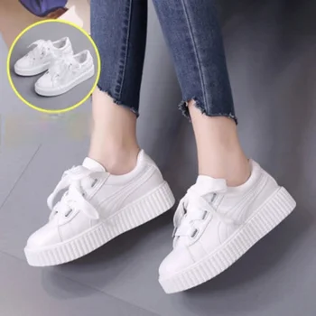 Bela Lok Čevlji Ženske Študent Lok Superge Traku Korejski Trend Krpo Priložnostne Čevlji (Čipke), Bela 2020