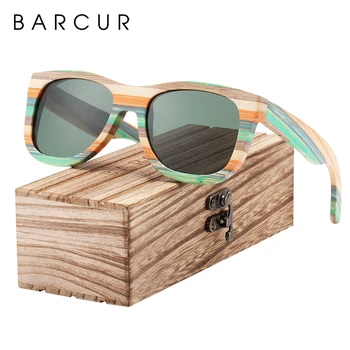 BARCUR Novo Bambus, Les, sončna Očala za Moške Gradient Polarizirana sončna očala za Ženske Oculos de sol masculino