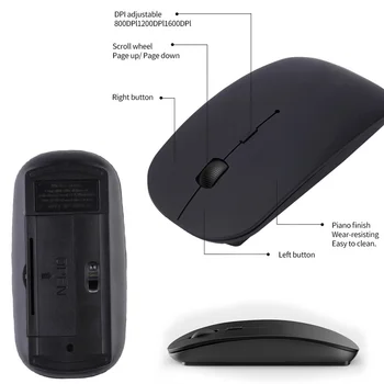 Brezžična Miška za Prenosni Računalnik Bluetooth RGB Brezžično Računalniško Miško Tiho Miško LED Osvetljen Ergonomska Gaming Miška