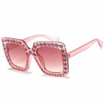 Svetleč Diamant Sončna Očala Ženske Blagovne Znamke Design Flash Kvadrat Sonce Ženskega Ogledalo Z Očali Odtenkih Modnih Oculos Lunette Okrasnih
