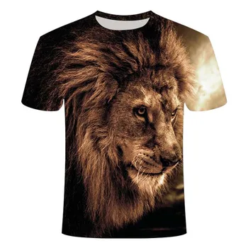 2021 novo 3D živali lev 3D-slog vzorec T-shirt za moške poletne 3D tiskanje lev 3DT majica