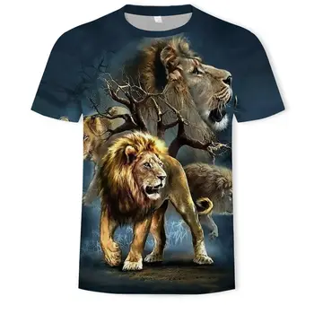 2021 novo 3D živali lev 3D-slog vzorec T-shirt za moške poletne 3D tiskanje lev 3DT majica