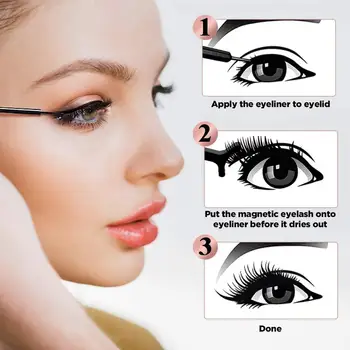 Magnetni Trepalnice Nastavite Magnet Eyeliner Nepremočljiva Luksuzni Make Up Kit Seksi MM Lepoto Naraven Videz Lažne False Podaljšanje Trepalnic