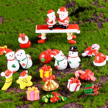 5pcs/1set Risanka Kip Okraski Smolo Obrti Darilo Božič Santa Snežinka Snežaka Miniaturne Figurice Pravljice Vrt Dobave