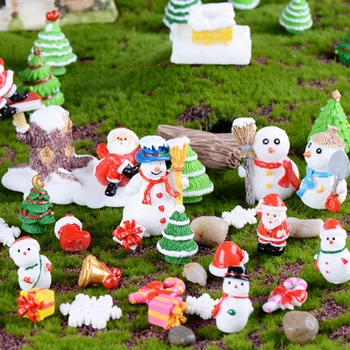 5pcs/1set Risanka Kip Okraski Smolo Obrti Darilo Božič Santa Snežinka Snežaka Miniaturne Figurice Pravljice Vrt Dobave