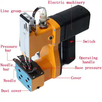 Mini Električni Šivalni Stroj Komplet 220V Ročni Vrečko Bližje Šivanje Pečatni Stroji za Industrijsko in notranje Tekstilne z Vtič