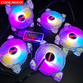 Coolmoon Diamond Slog 120mm PC Računalnik Primeru Fan 6Pin Tihi Hladilnik Izklopite RGB Ventilatorji Radiator Za Coolmoon Krmilnik