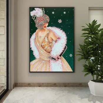 Del Vaja Posebno Oblikovan Sliko DIY Elegantne Ženske Diamond Slikarstvo Plakat mbroidery Portret Značaja Nosorogovo Sliko