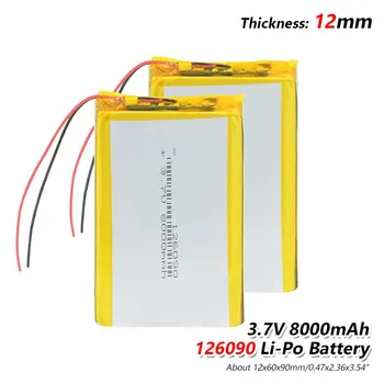 Baterije li-polymer celice 3,7 v 8000mah 126090 litijeve baterije 8AH s pcb in žic