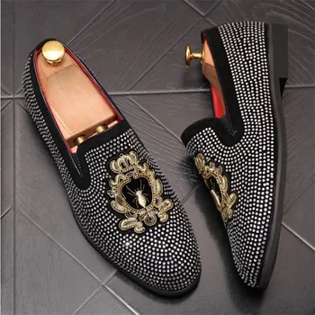 VIVODSICCO Luksuzne blagovne Znamke Vezenje Moških loafers Black Diamond Okrasnih Konice moški čevlji Kovice Priložnostne Stanovanj superge na debelo