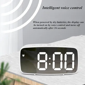 Akril/Ogledalo Alarm Ura LED Digitalna Ura Glasovni Nadzor Dremeža Prikaz Temperature Nočni Način Reloj Despertador Digitalni